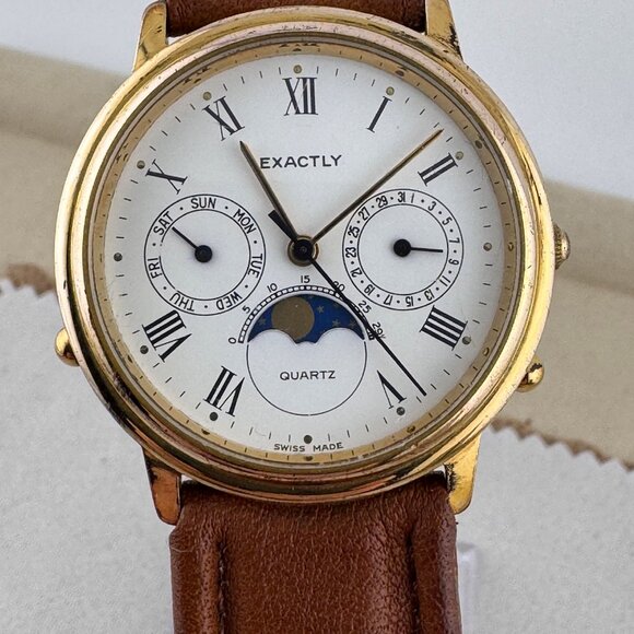 Fabulous Swiss Exactly Vintage Moon Phase Watch main image 8